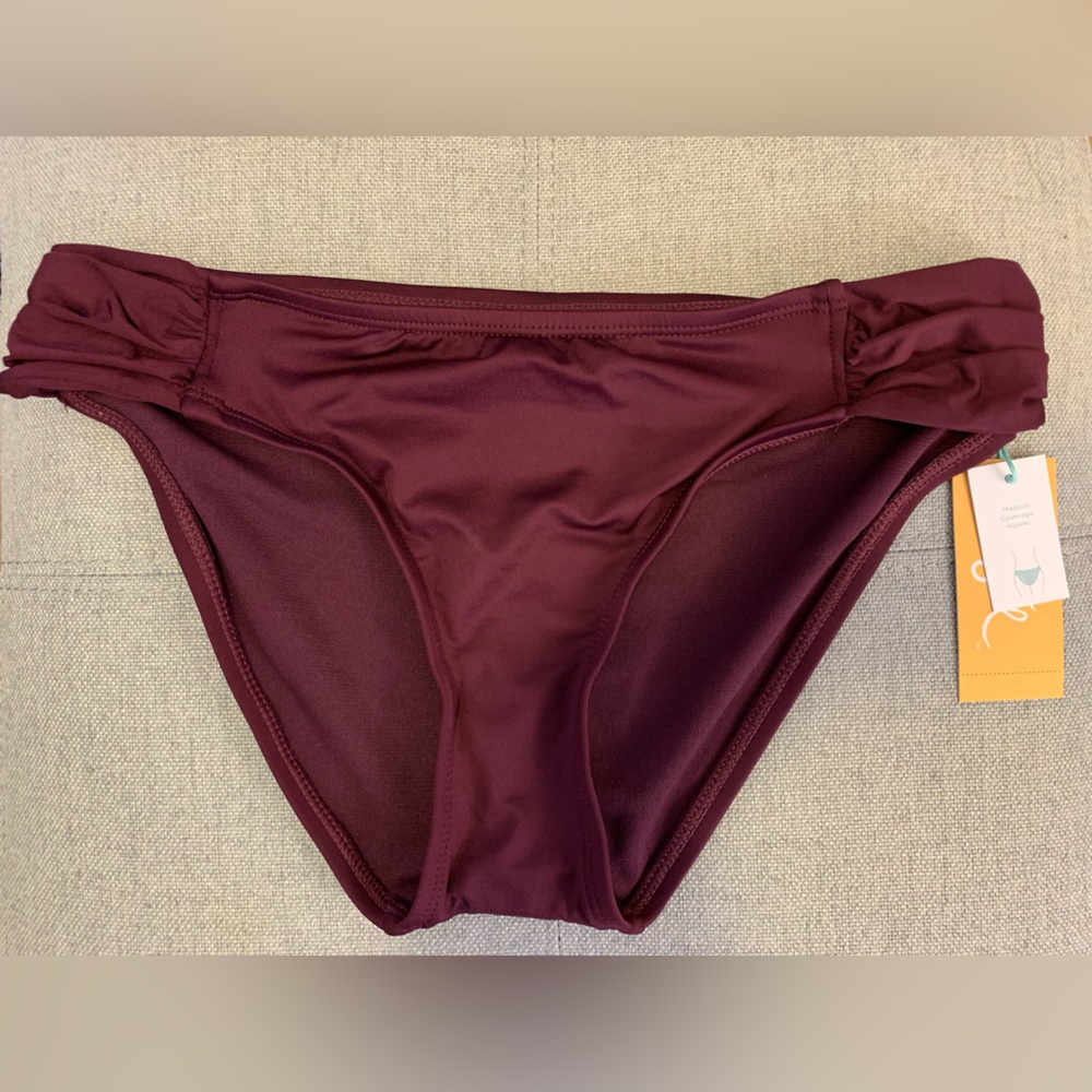 NWT Target Bathing Suit BOTTOM Medium Coverage Hipster -Burgundy - various sizes